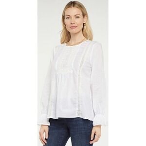 Velvet by Graham & Spencer NWT White Lace Peasant Boho Top Blouse Small